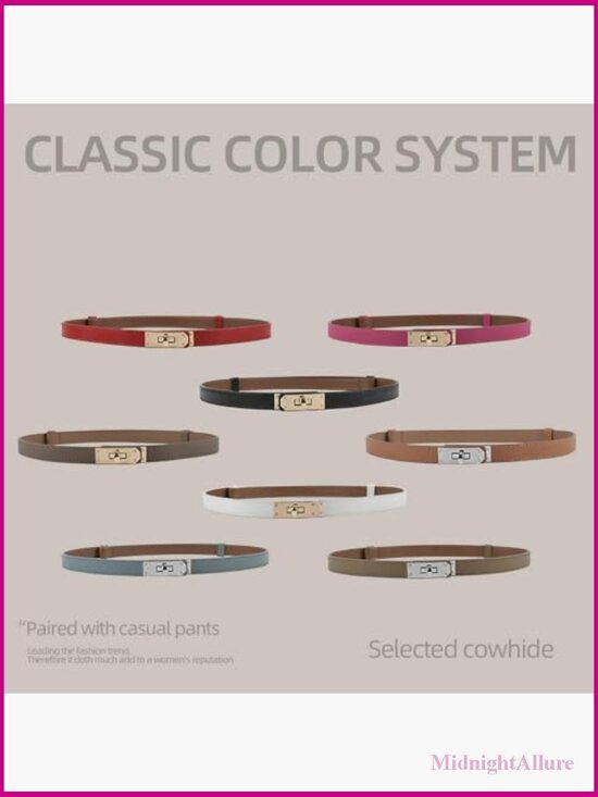 Adjustable Skinny Belt for Dresses Jeans Alloy Turn Lock Buckle main image 4